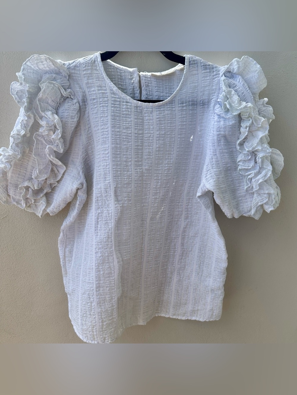 White Ruffle Sleeve Happy Nature Top - Picture 3 of 3